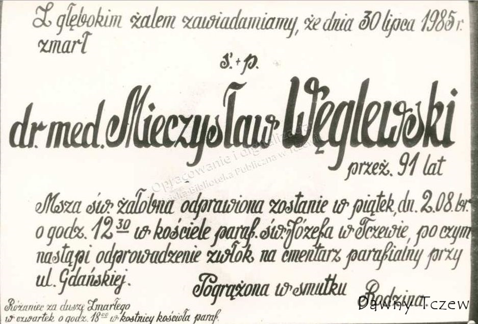 Klepsydra informująca o śmierci Mieczysława Węglewskiego 2.08.1985.jpg
