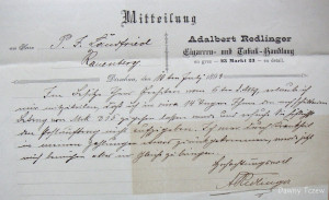 DIRSCHAU 1893, REDLINGER - Zigarren & Tabakhandlun, Litho, Rechnung.jpg