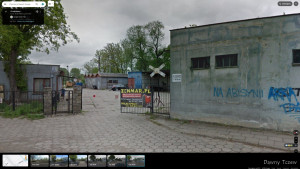 Krzyż św. Andrzeja na terenie PBW, Google Streetview, maj 2012